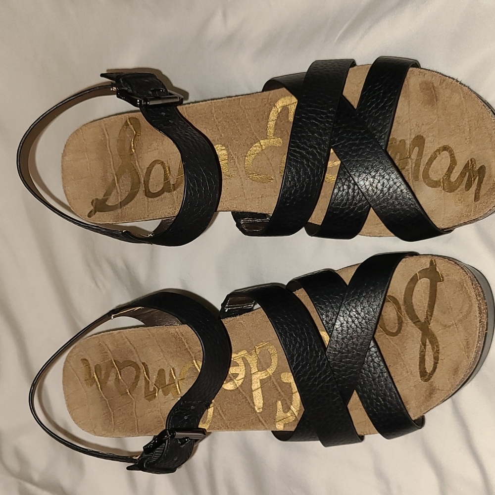 Sam Edelman Nelson black leather wedges